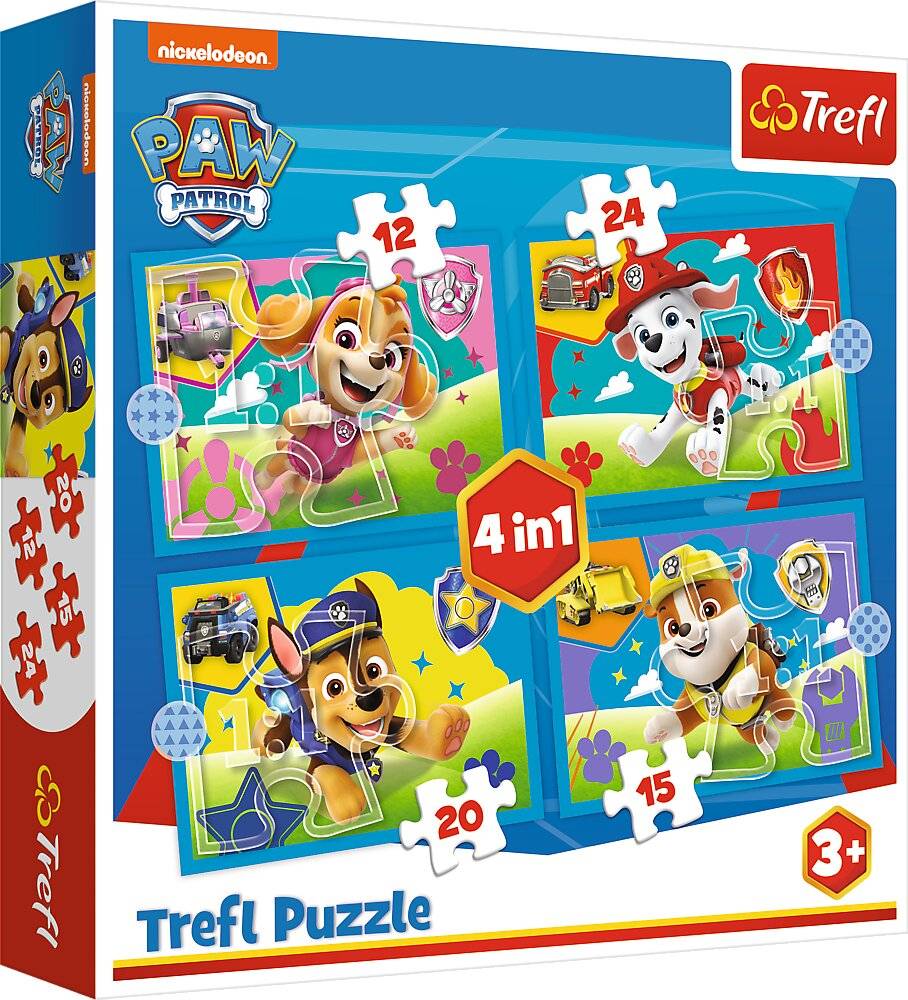 TREFL Puzzle Paw Patrol: Laufendes Hü ndchen 4in1 ( 12,15,20,24 Teile)