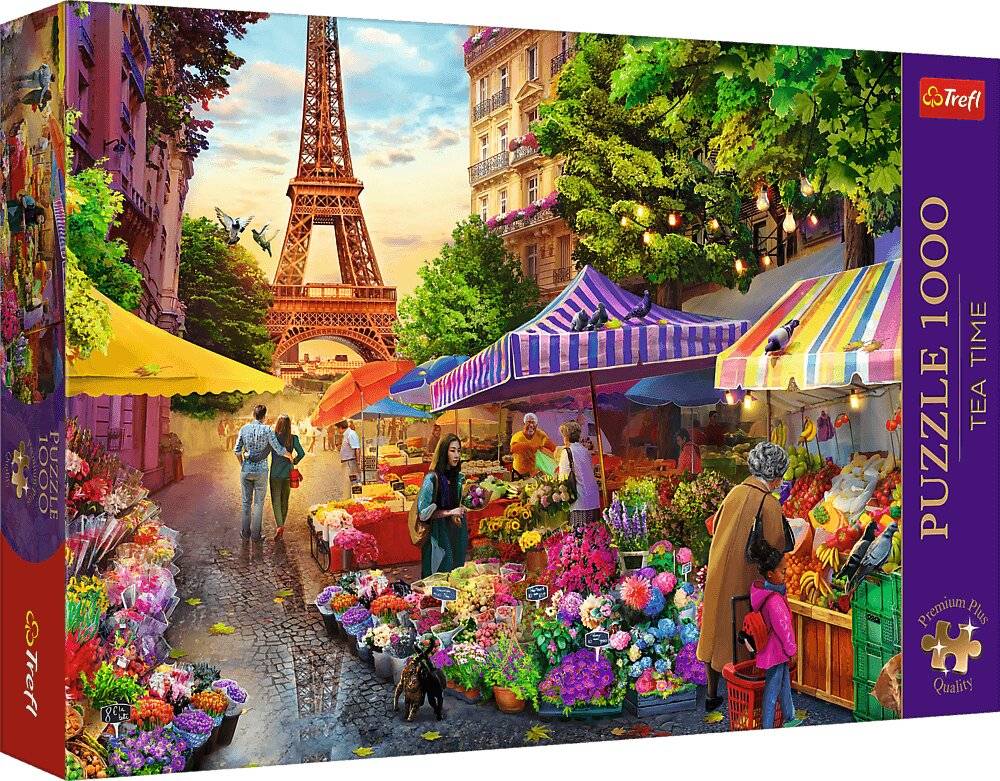TREFL Puzzle Premium Plus Tea Time: Blumenmarkt 1000 Teile