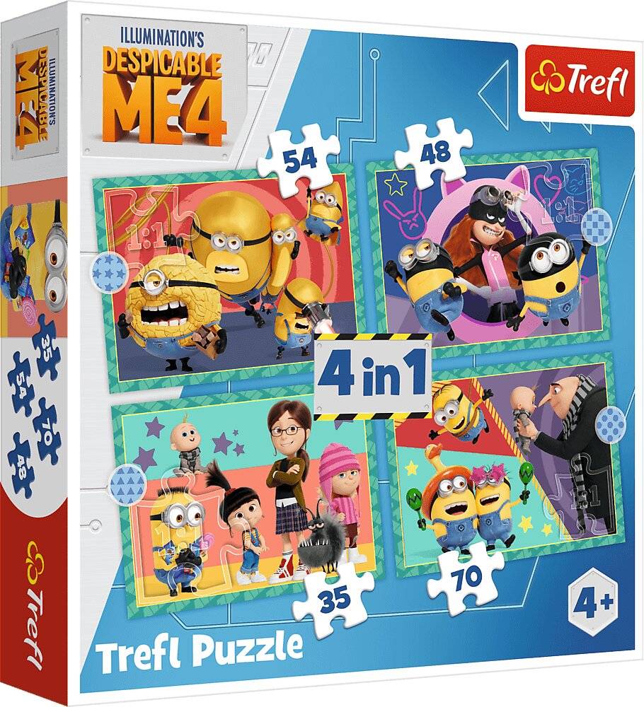 TREFL Puzzle Ich, der Schurke 4: Die verrü ckten Mimonen 4in1 ( 35,48,54,70 Teile)