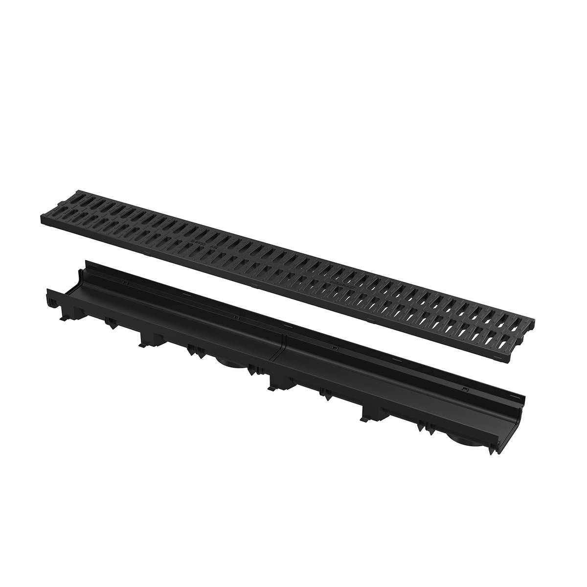 Alcadrain Entwässerungsrinne 60 mm mit Kunststoffrand und Rost aus Kunststoff C-Profil A15
