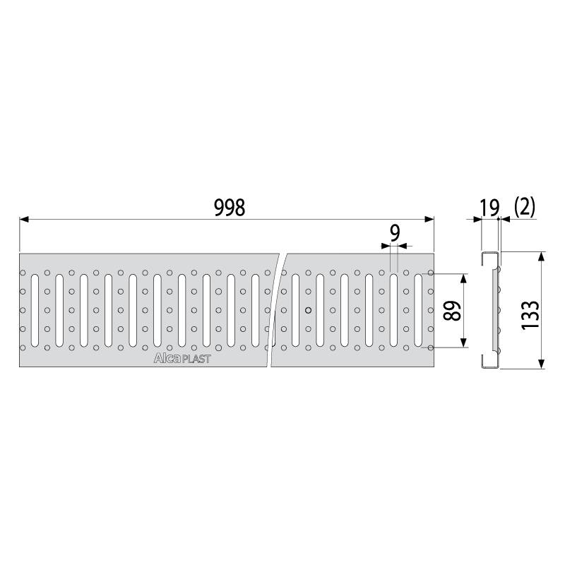 Alcadrain Grille pour caniveau AVZ102 galvanisée profil en C A15