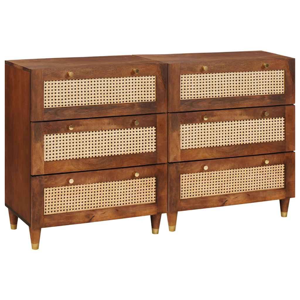 vidaXL Sideboard Set 2 pcs Braun 60 x 33,5 x 75 cm Massivholz Mango