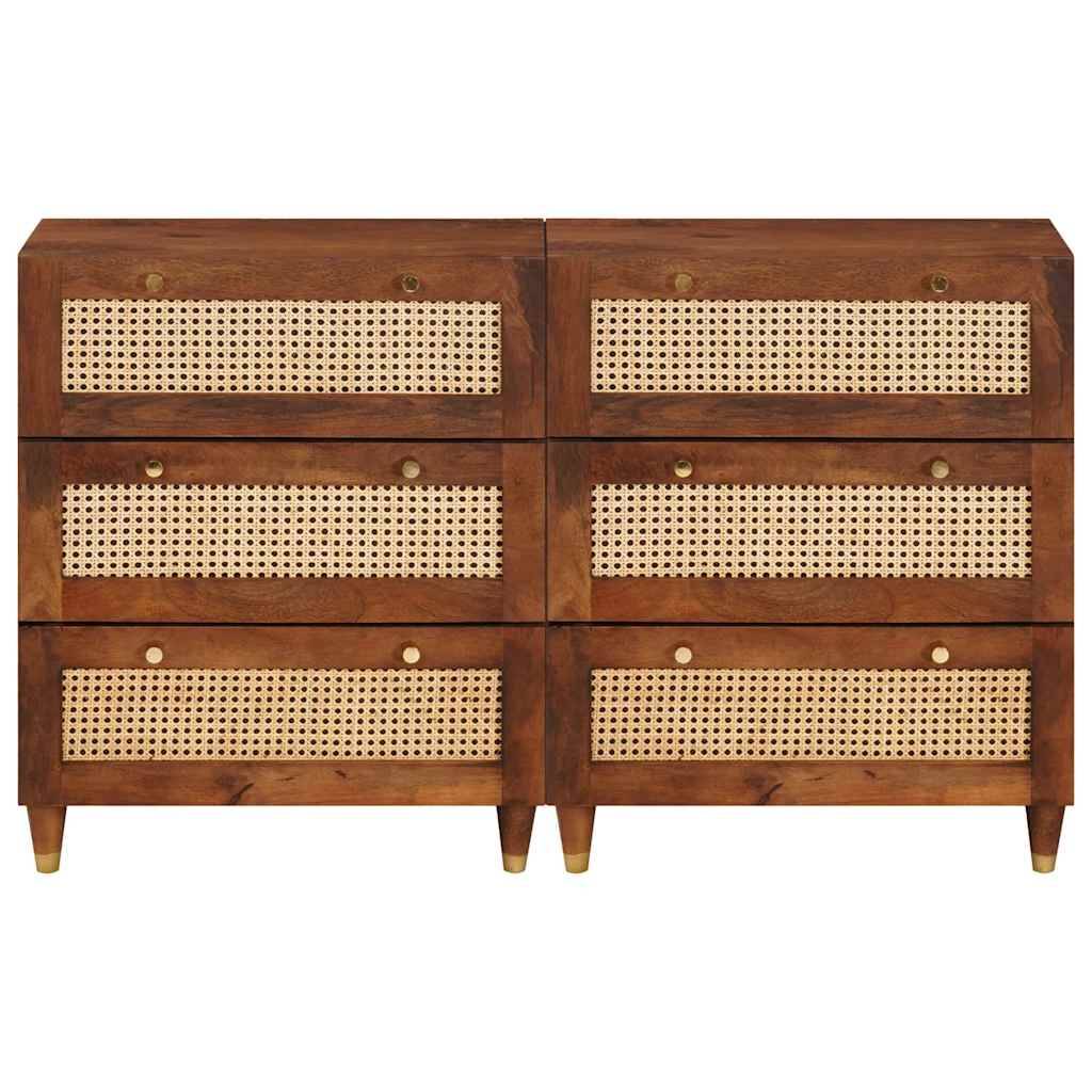 vidaXL Sideboard Set 2 pcs Braun 60 x 33,5 x 75 cm Massivholz Mango