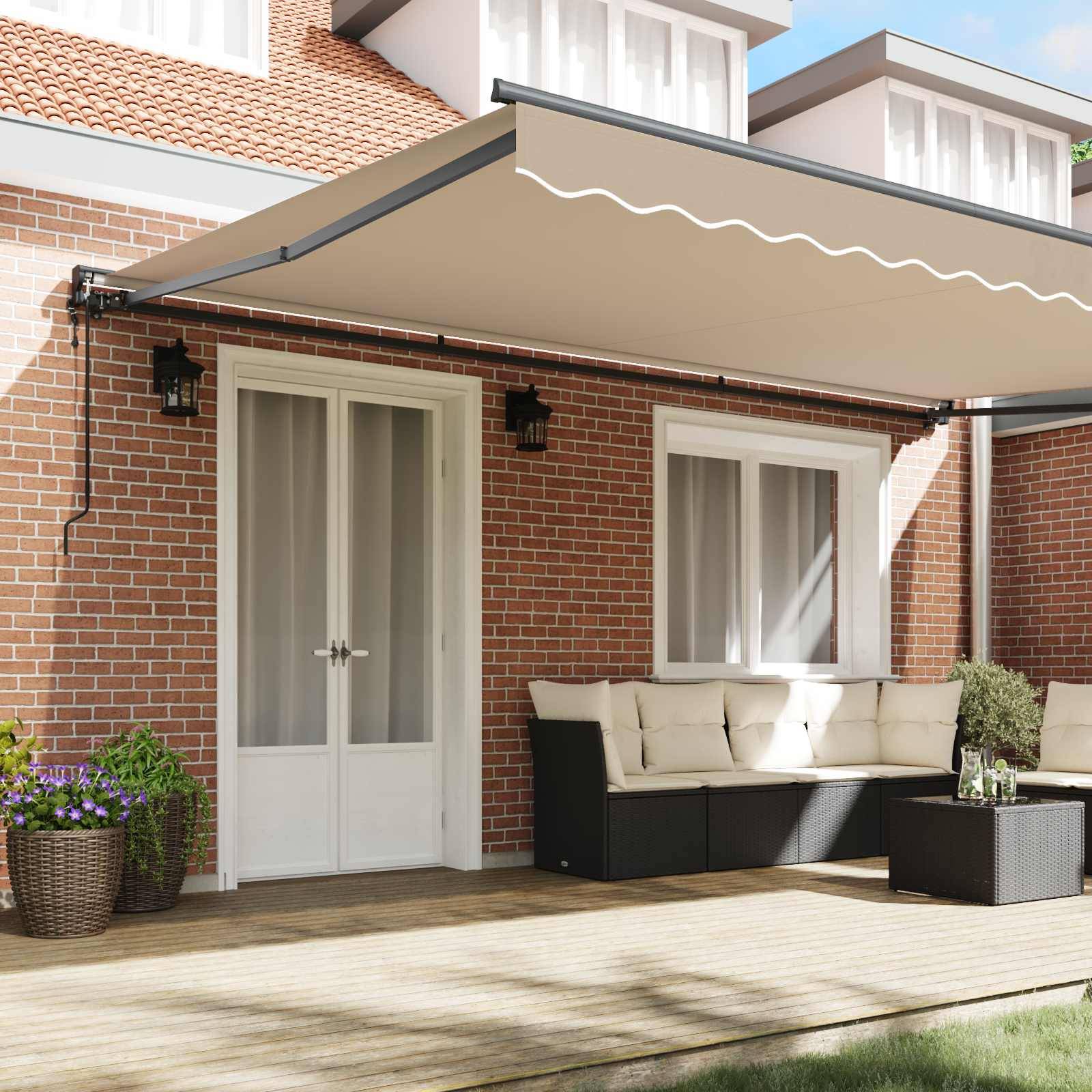 vidaXL Markisenrahmen Beige 500 x 300 cm Polyester mit PU-Beschichtung