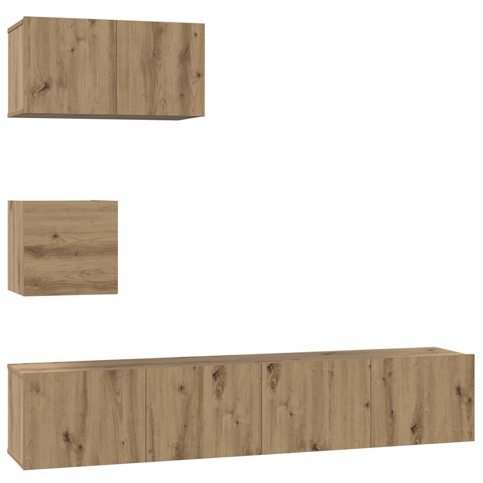 vidaXL TV-Schrankset Wandmontiert 3 pcs Artisan-Eiche Holzwerkstoff