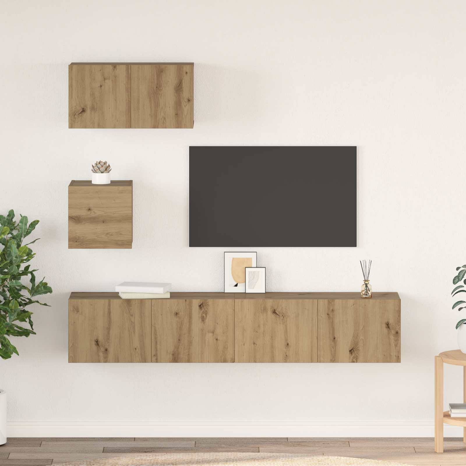 vidaXL TV-Schrankset Wandmontiert 3 pcs Artisan-Eiche Holzwerkstoff