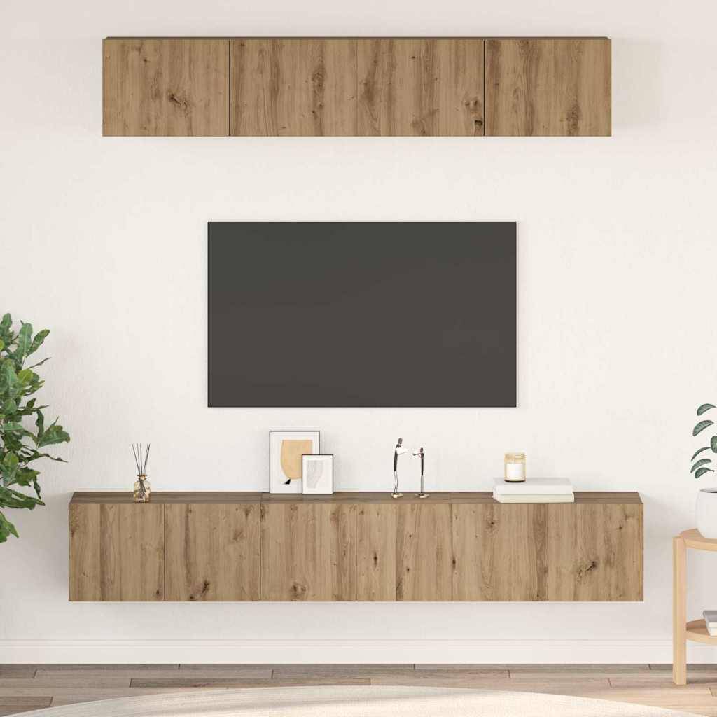 vidaXL TV-Schrankset Wandmontiert 5 pcs Artisan-Eiche Holzwerkstoff