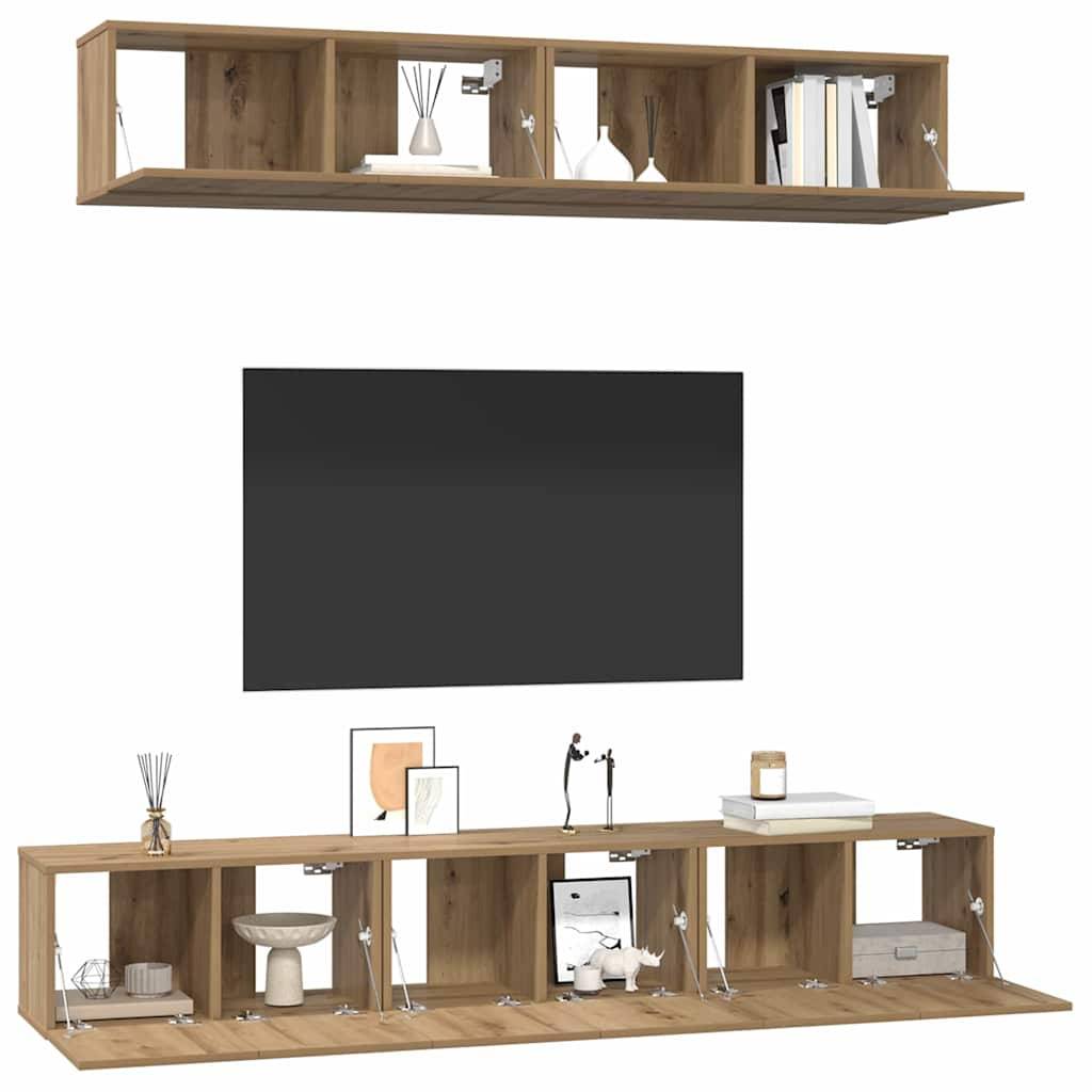 vidaXL TV-Schrankset Wandmontiert 5 pcs Artisan-Eiche Holzwerkstoff