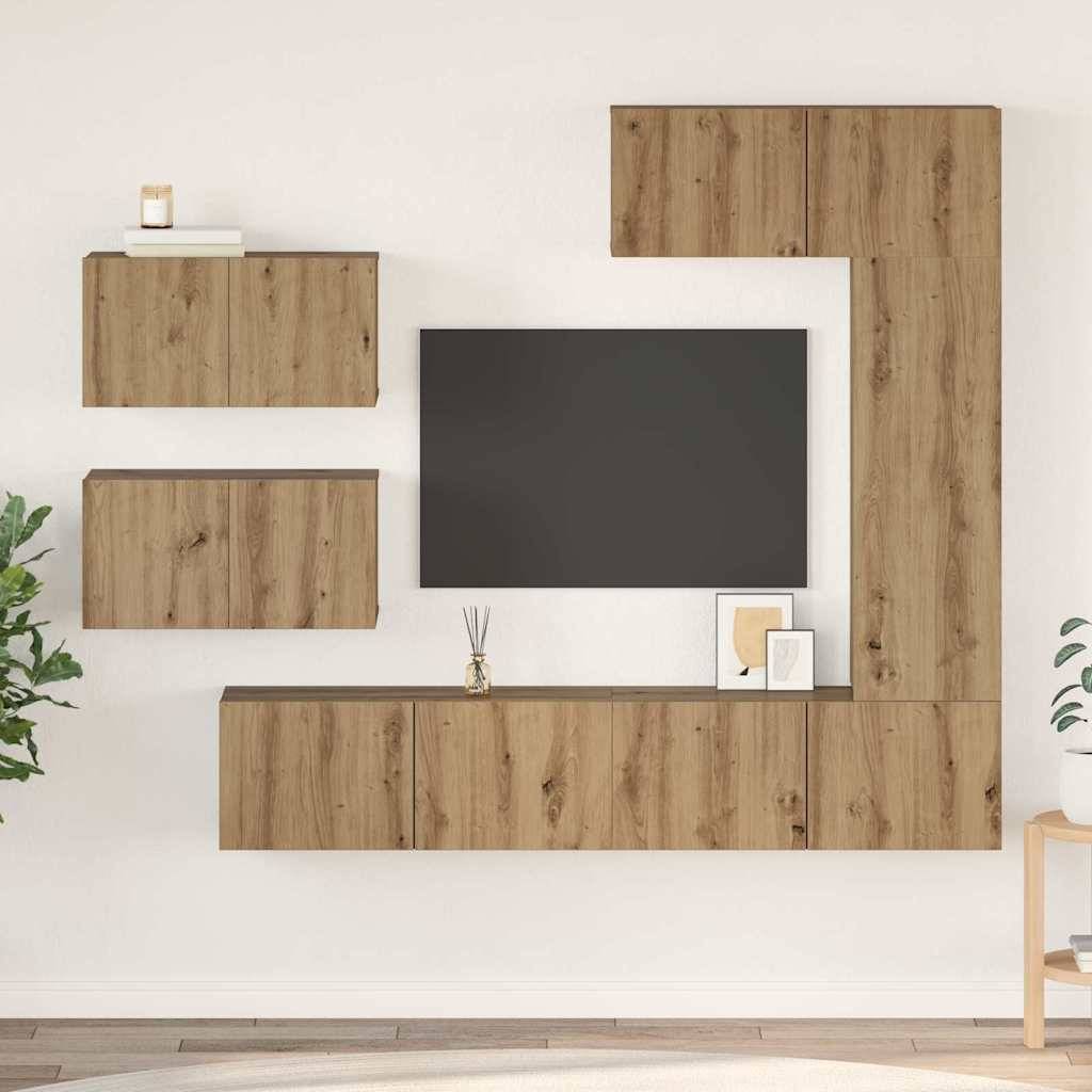 vidaXL TV-Schrankset Wandmontiert 6 pcs Artisan-Eiche Holzwerkstoff