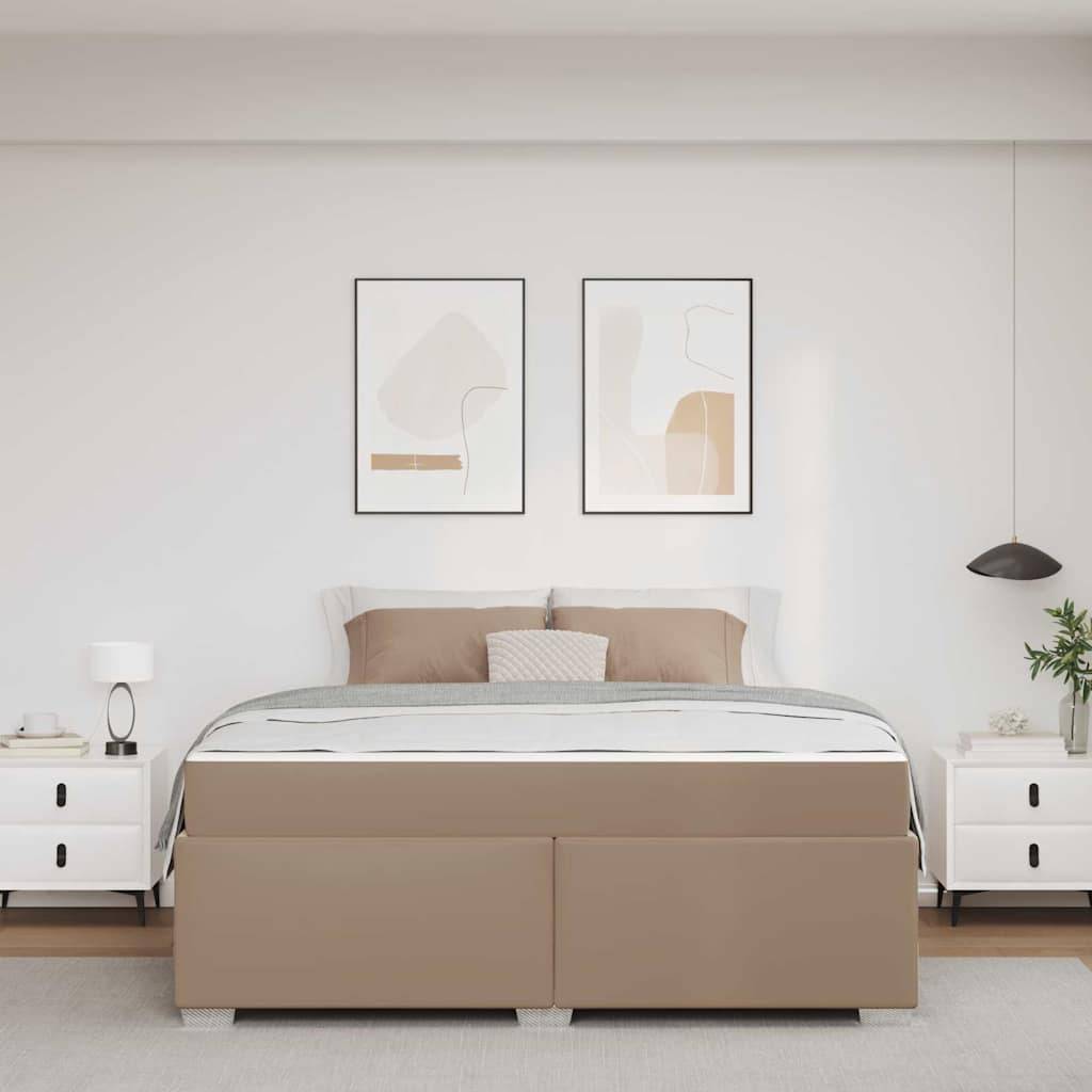 vidaXL Bettrahmen mit Matratze Cappuccino 180 x 200 cm Stoff