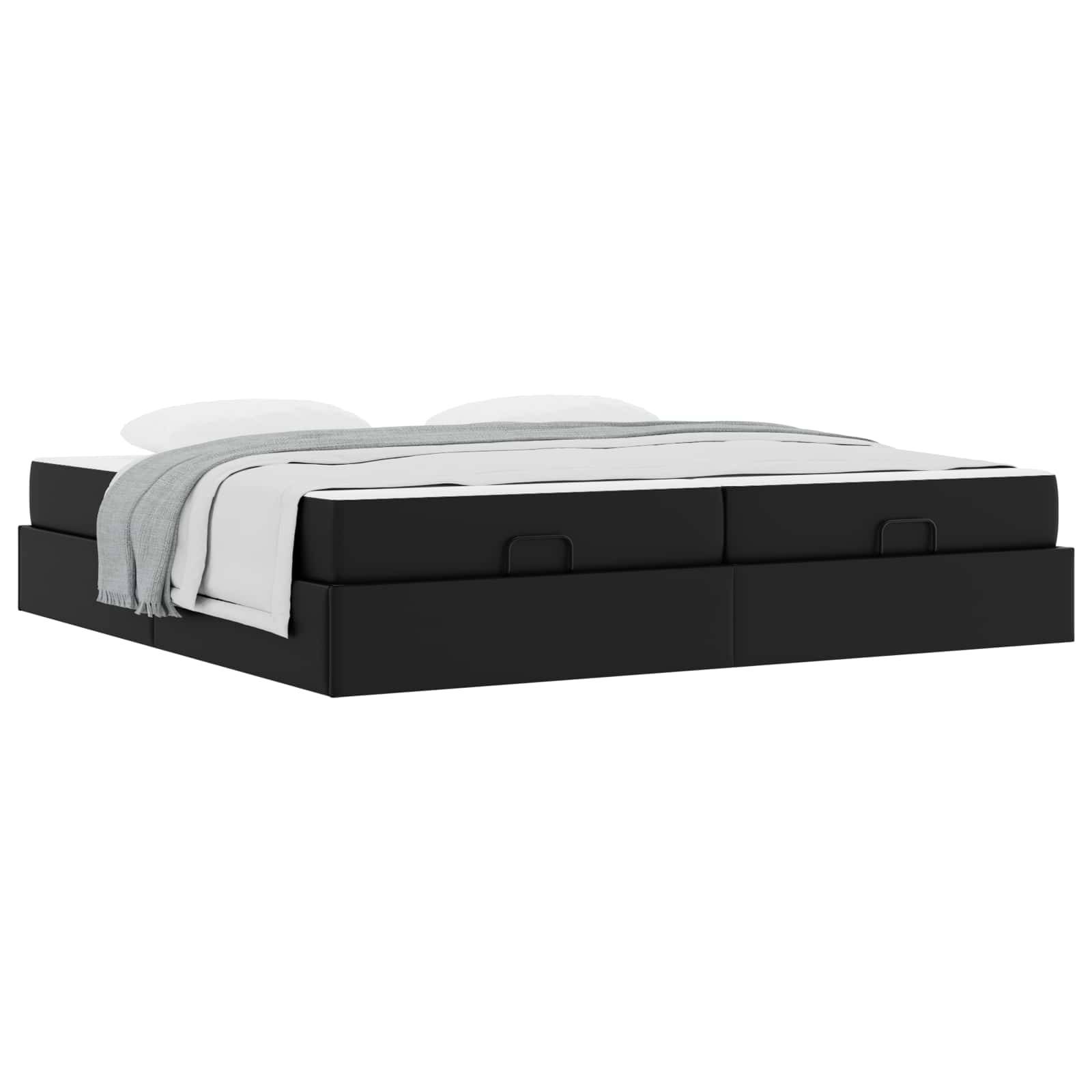 vidaXL Bettgestell mit Matratze mit Matratze 2 pcs Schwarz PVC
