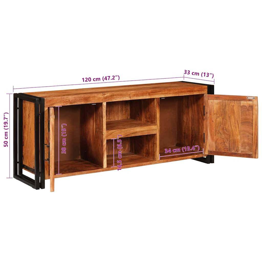 vidaXL TV-Schränk mit Regal Braun 120 x 33 x 50 cm Massivholz Akazie