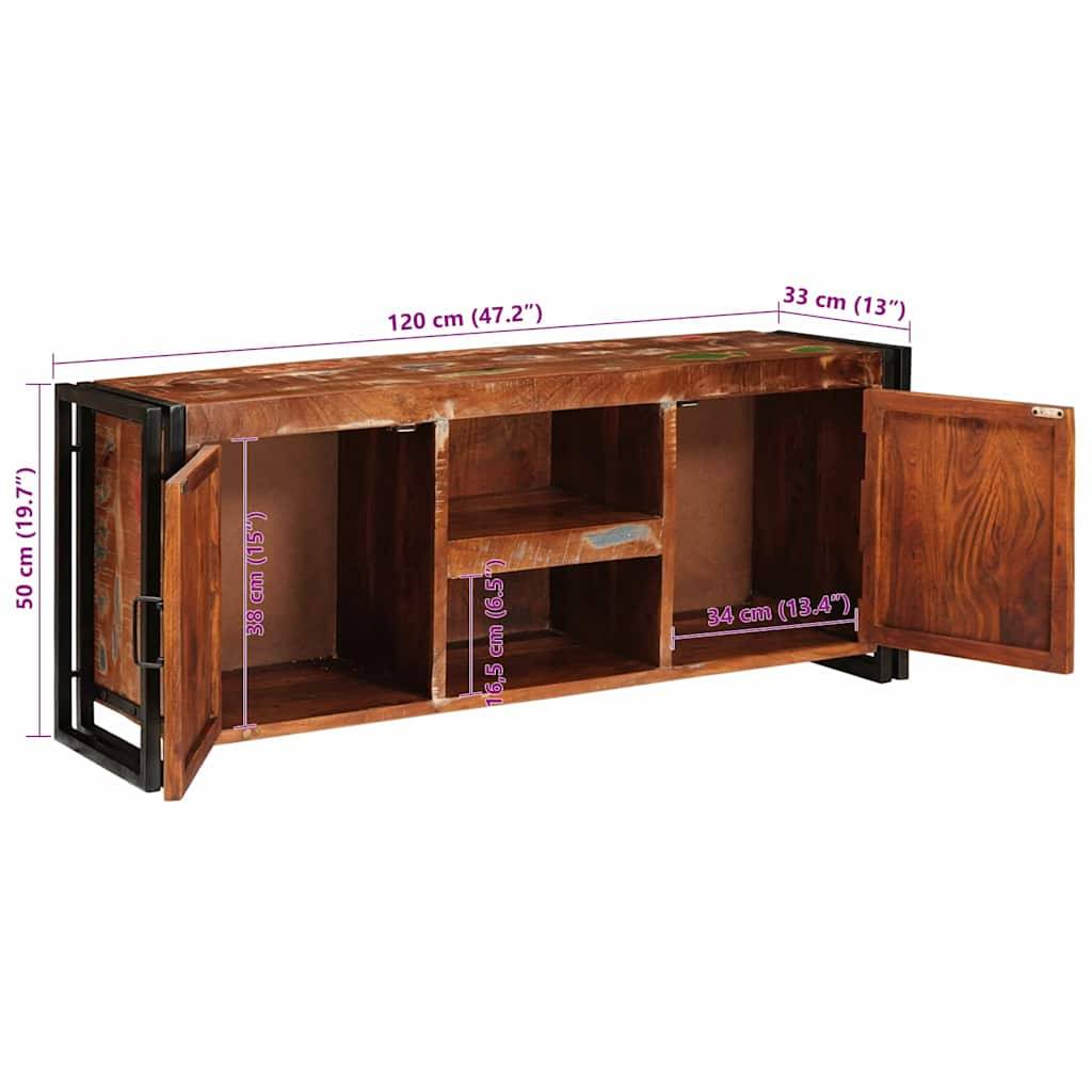 vidaXL TV-Schränk mit Tür Mehrfarbig 120 x 33 x 50 cm Massives Altholz