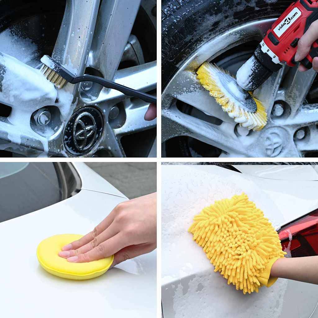 vidaXL Auto Bürsten Set Mehrfarbig Poly-Rattan