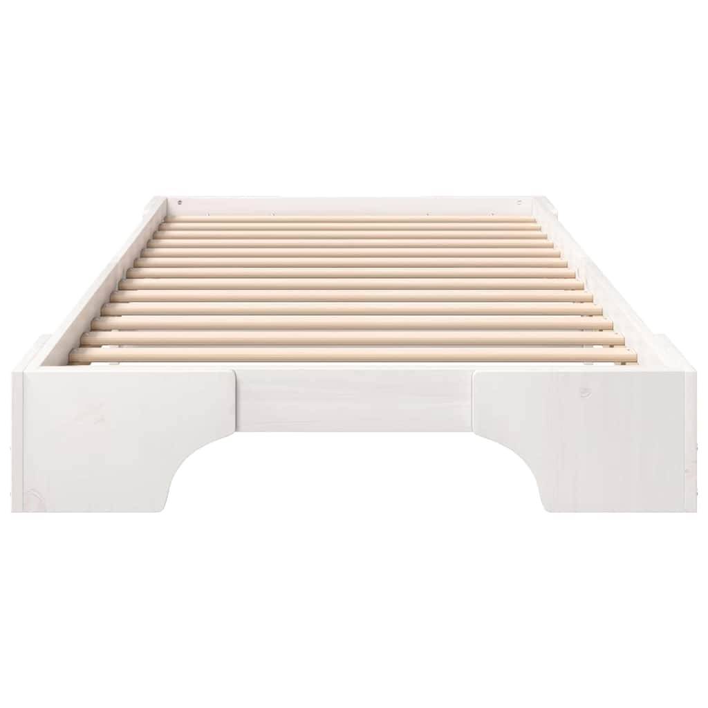 vidaXL Bettrahmen Weiß 90 x 220 cm Massives Kiefernholz