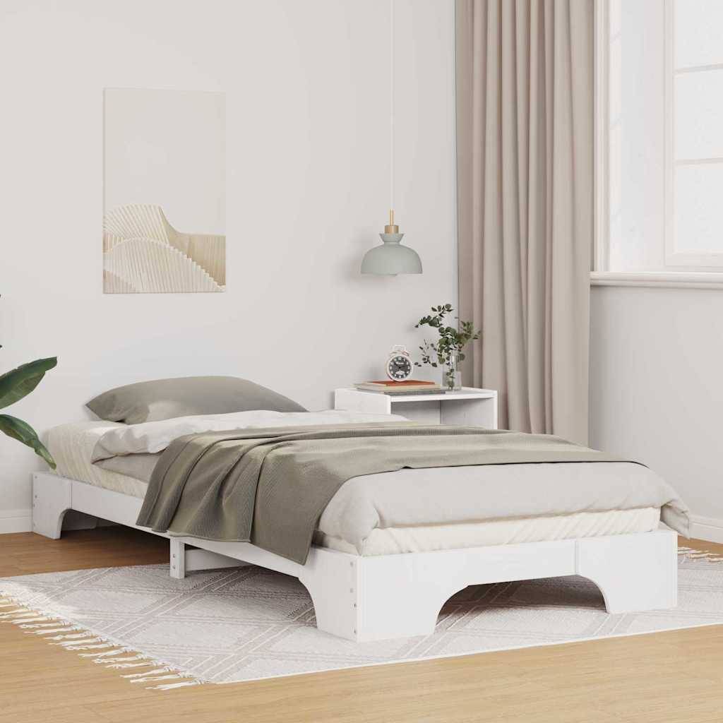 vidaXL Bettrahmen Weiß 90 x 220 cm Massives Kiefernholz