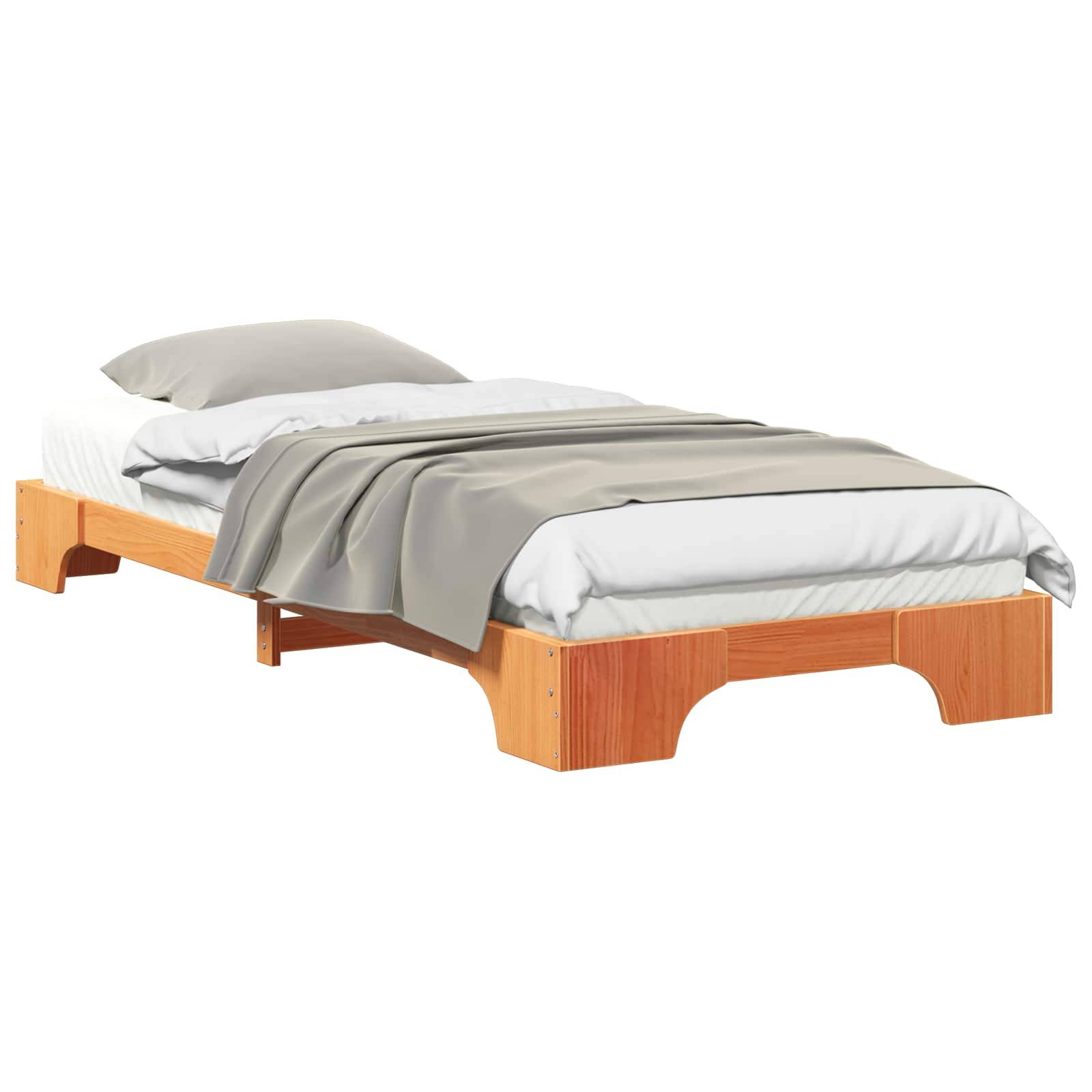 vidaXL Bettrahmen Braun 100 x 220 cm Massives Kiefernholz