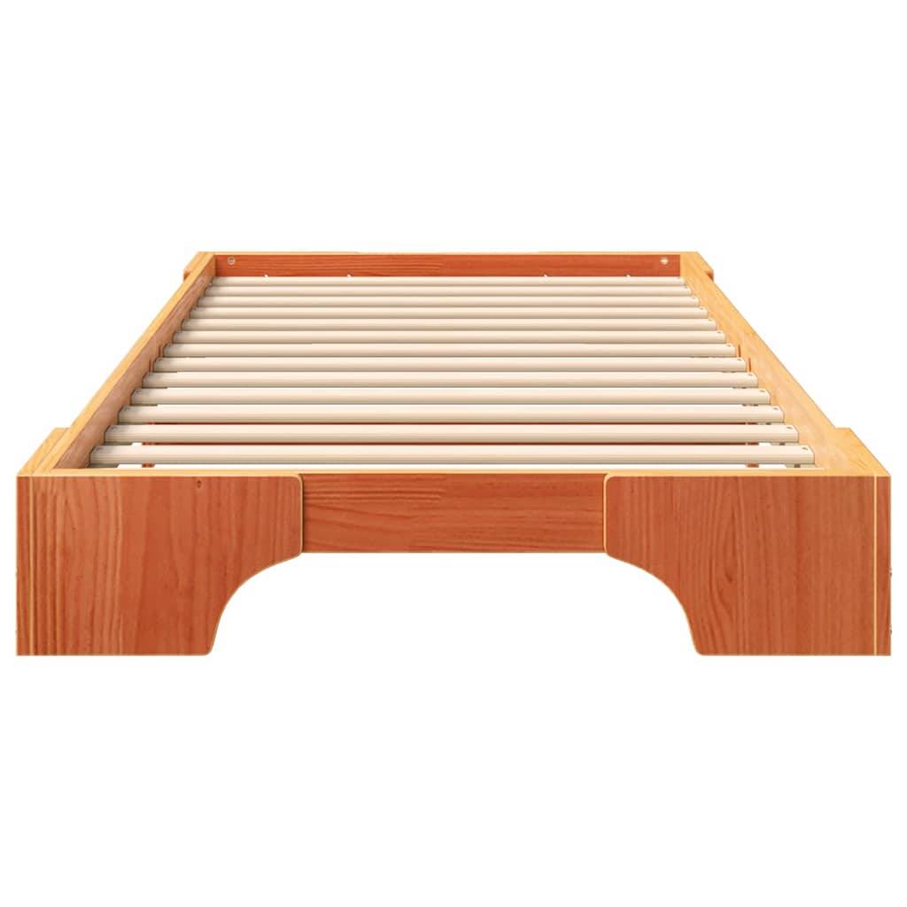 vidaXL Bettrahmen Braun 90 x 220 cm Massives Kiefernholz