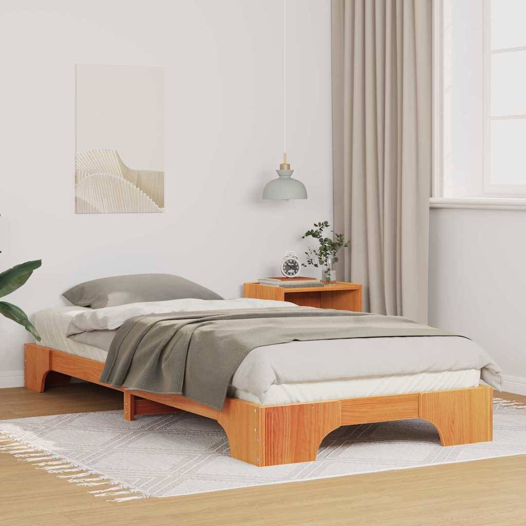 vidaXL Bettrahmen Braun 90 x 220 cm Massives Kiefernholz