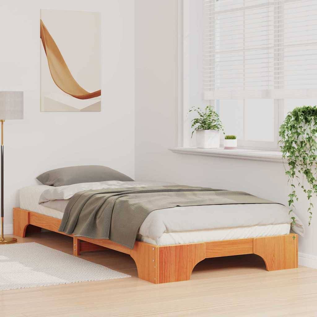 vidaXL Bettrahmen Braun 100 x 210 cm Massives Kiefernholz