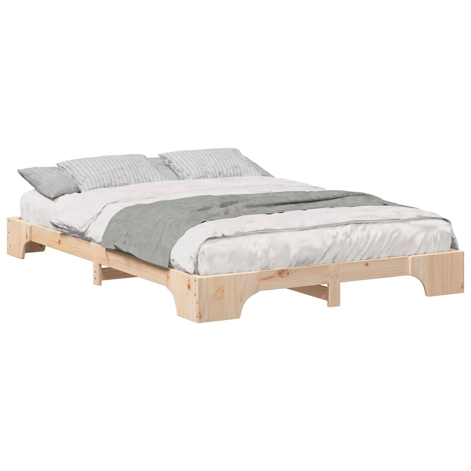 vidaXL Bettrahmen Braun 140 x 210 cm Massives Kiefernholz