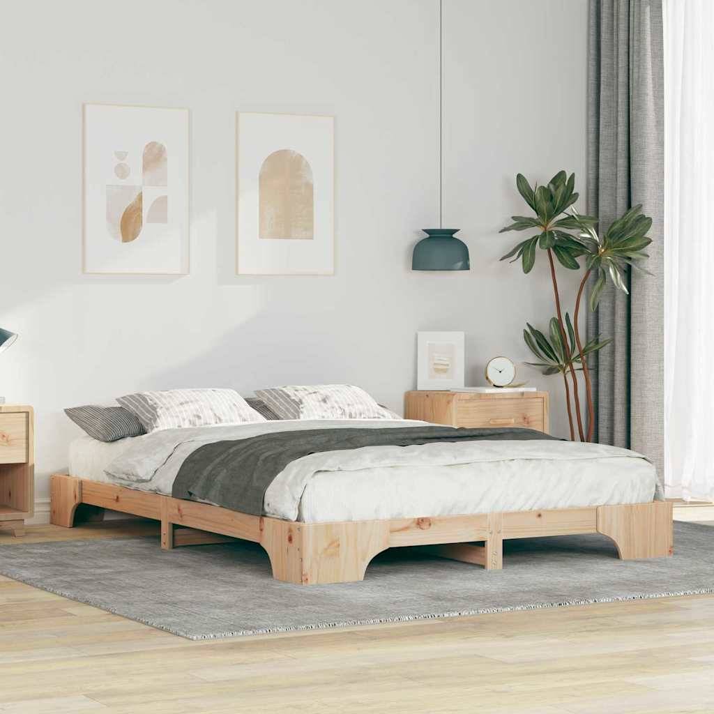 vidaXL Bettrahmen Braun 140 x 210 cm Massives Kiefernholz