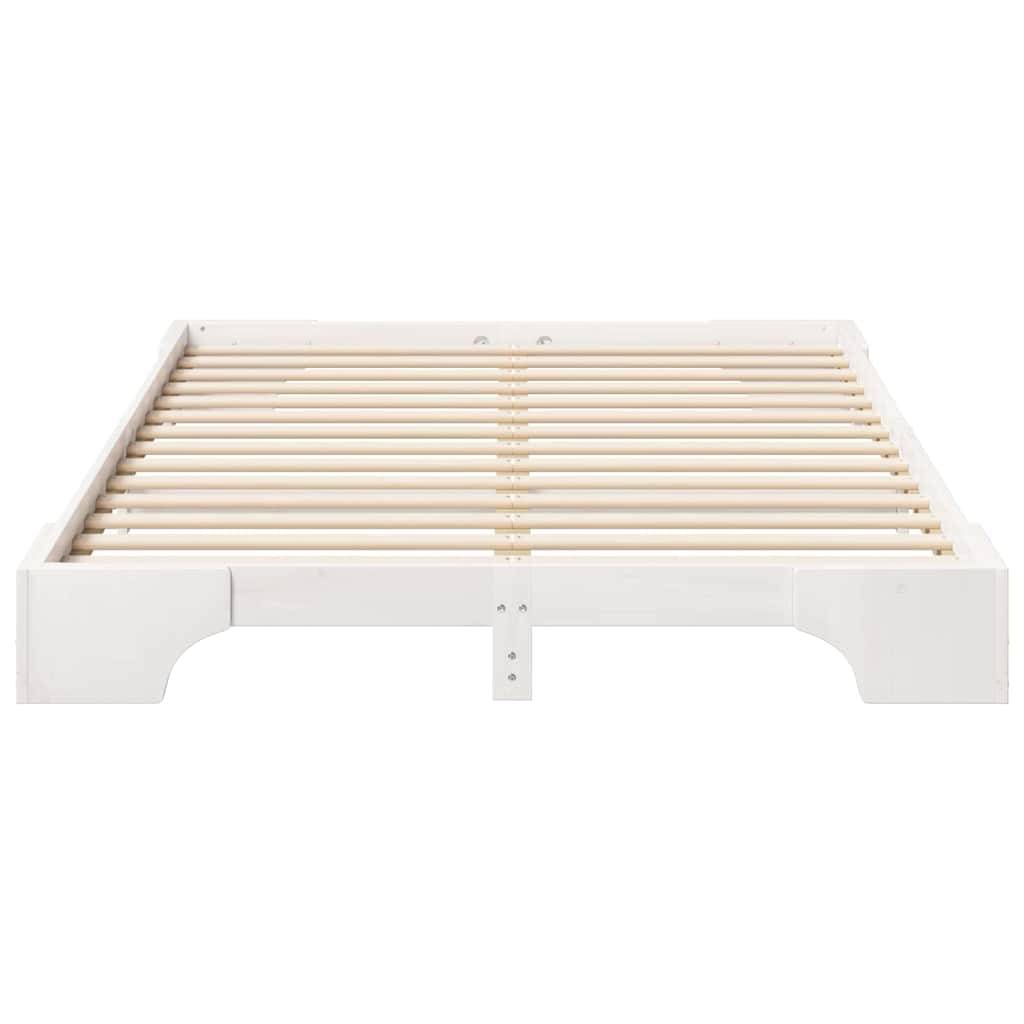 vidaXL Bettrahmen Weiß 140 x 210 cm Massives Kiefernholz