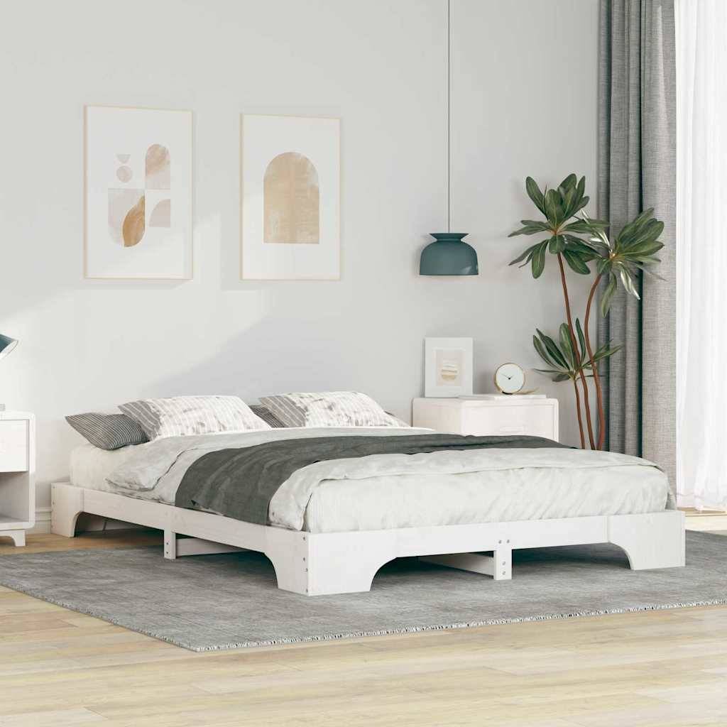 vidaXL Bettrahmen Weiß 140 x 220 cm Massives Kiefernholz