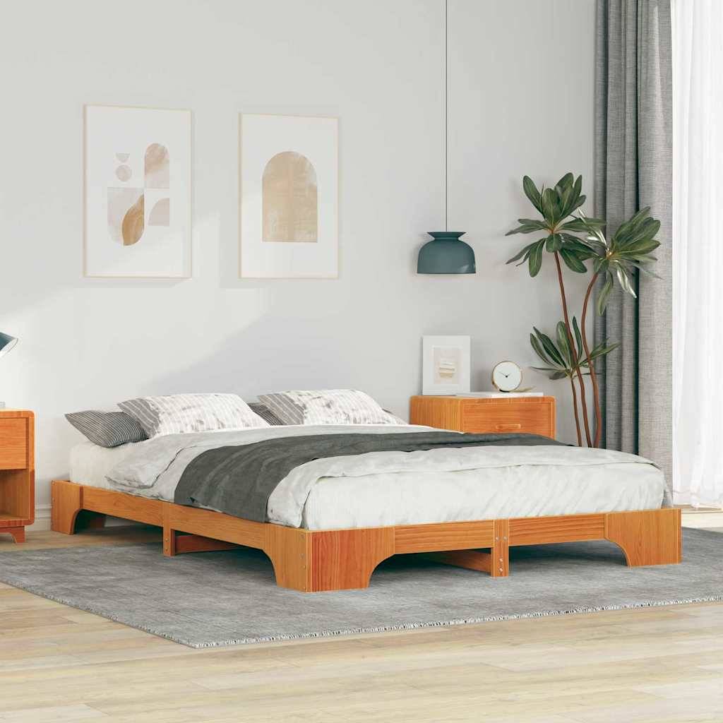 vidaXL Bettrahmen Braun 140 x 210 cm Massives Kiefernholz