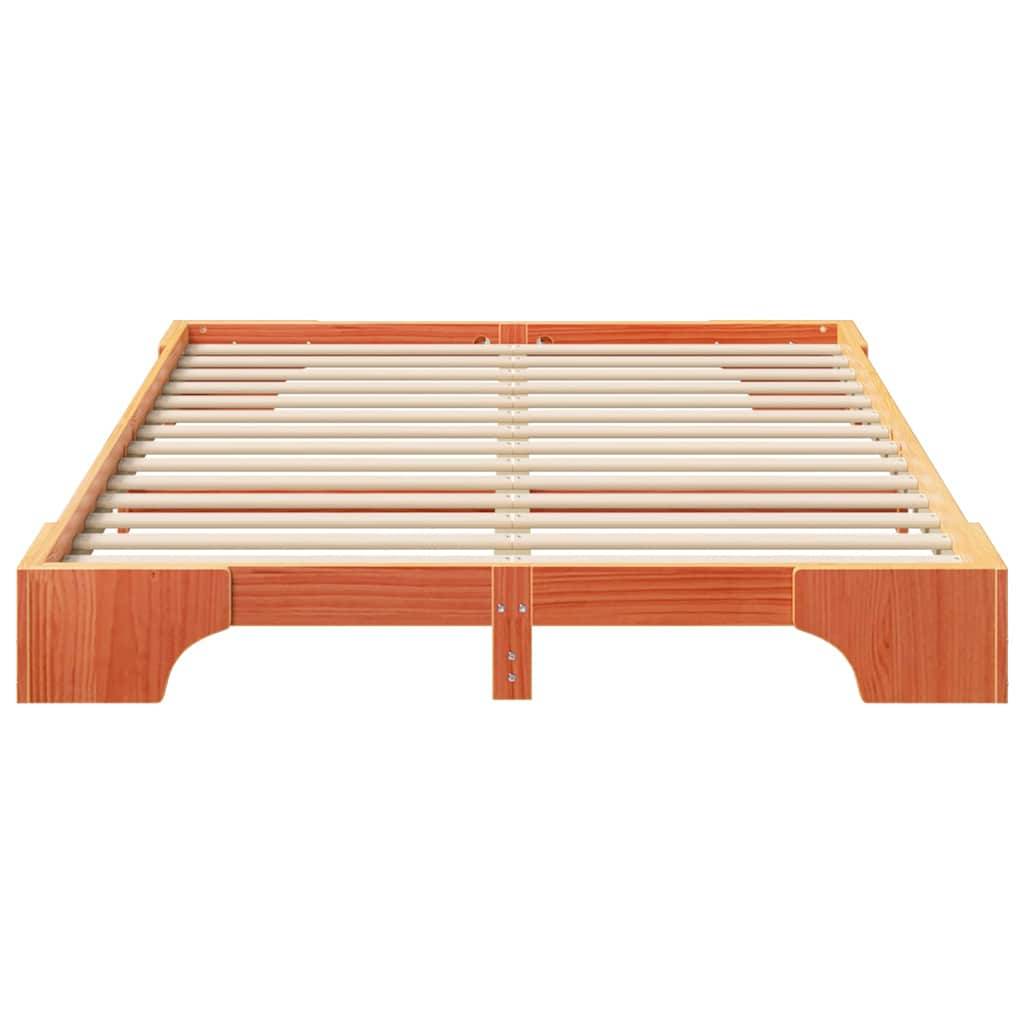 vidaXL Bettrahmen Braun 140 x 210 cm Massives Kiefernholz