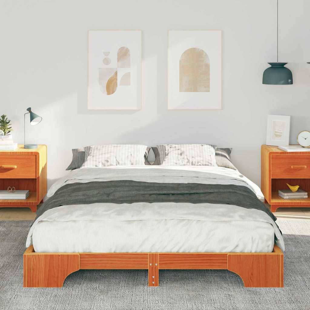 vidaXL Bettrahmen Braun 140 x 210 cm Massives Kiefernholz