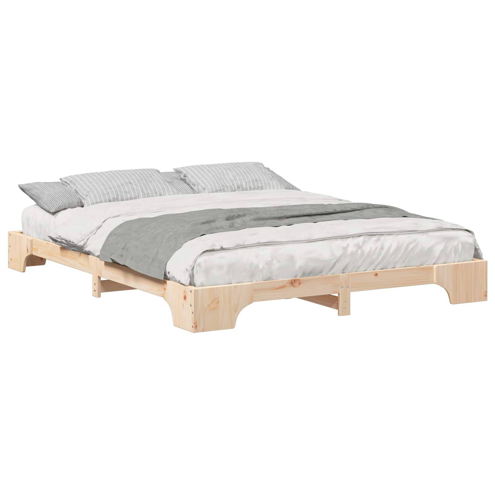 vidaXL Bettrahmen Braun 160 x 210 cm Massives Kiefernholz