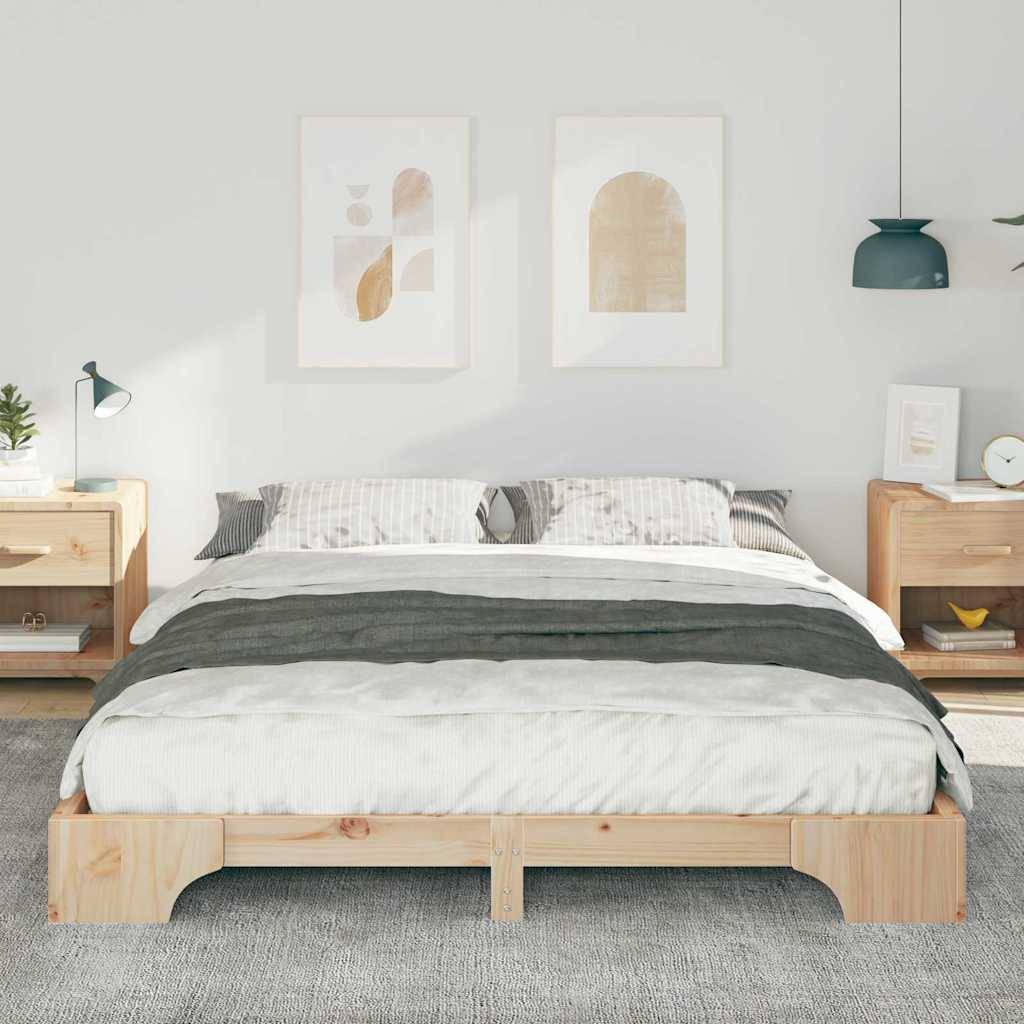 vidaXL Bettrahmen Braun 160 x 210 cm Massives Kiefernholz