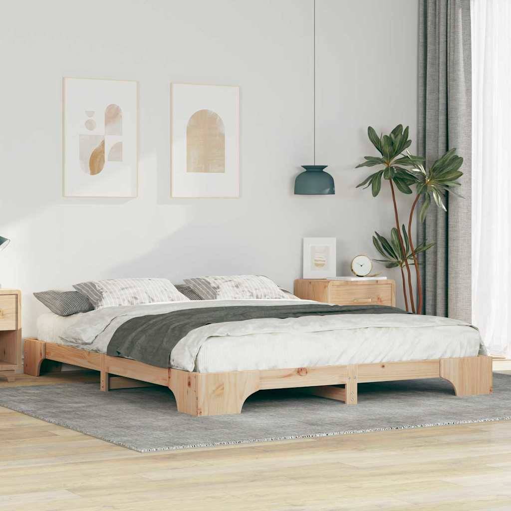 vidaXL Bettrahmen Braun 160 x 210 cm Massives Kiefernholz