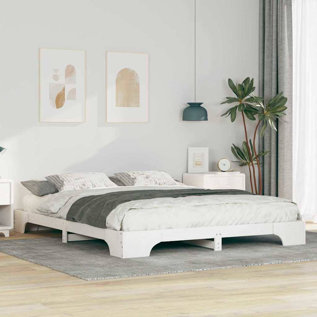 vidaXL Bettrahmen Weiß 160 x 220 cm Massives Kiefernholz