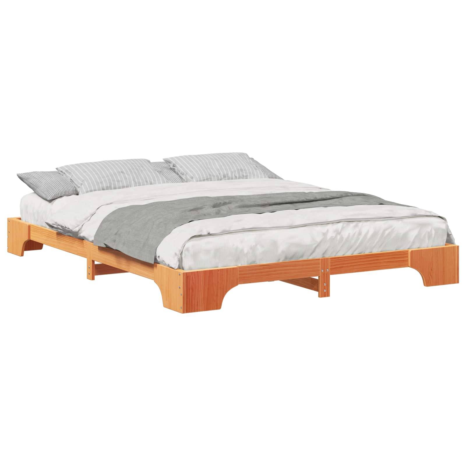 vidaXL Bettrahmen Braun 160 x 220 cm Massives Kiefernholz