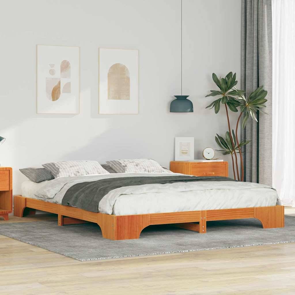 vidaXL Bettrahmen Braun 160 x 220 cm Massives Kiefernholz