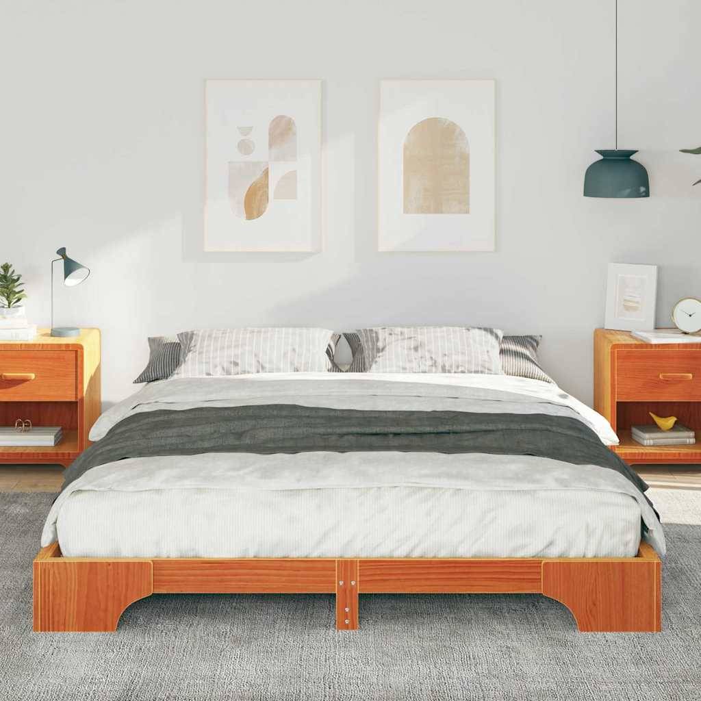 vidaXL Bettrahmen Braun 160 x 220 cm Massives Kiefernholz