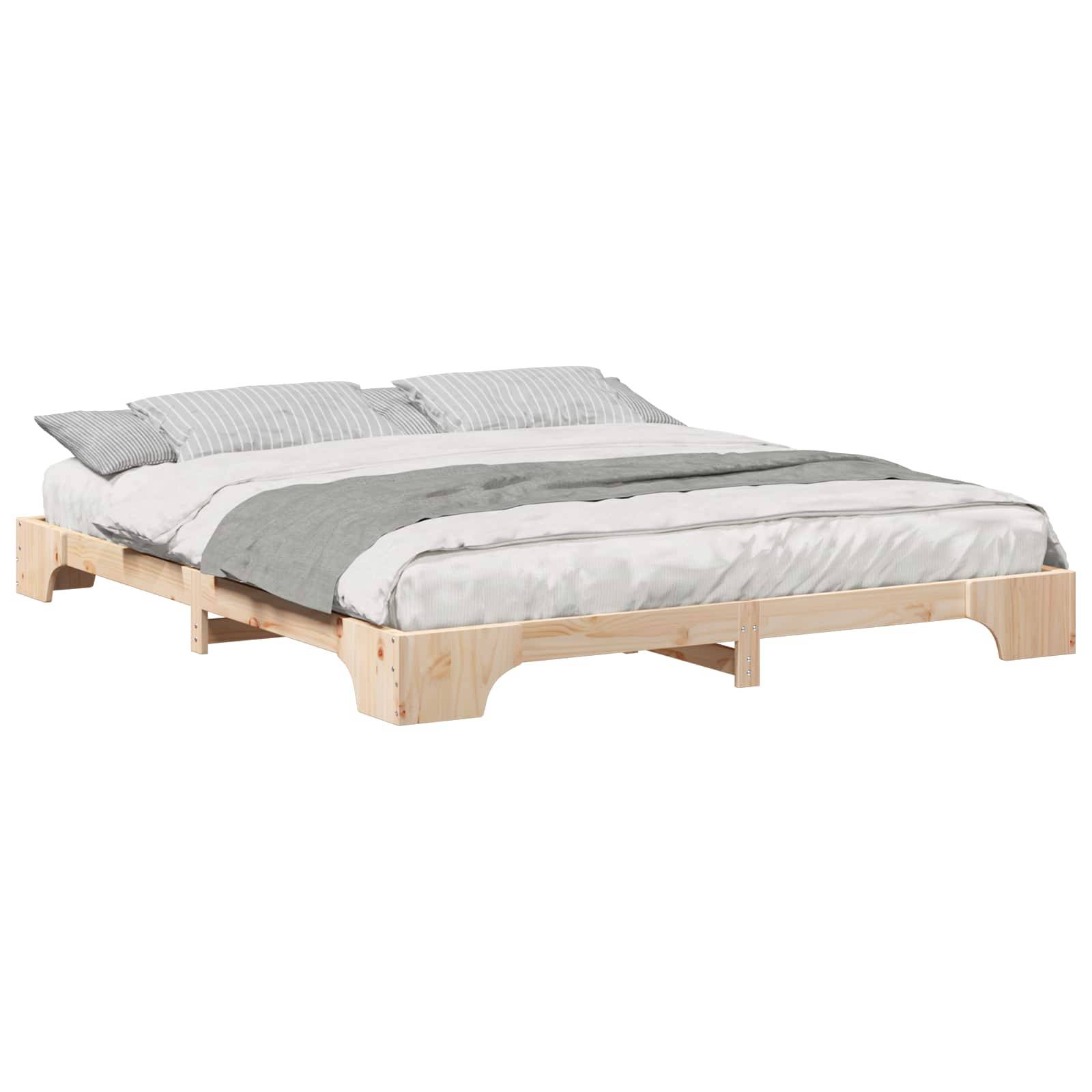 vidaXL Bettrahmen Braun 200 x 220 cm Massives Kiefernholz