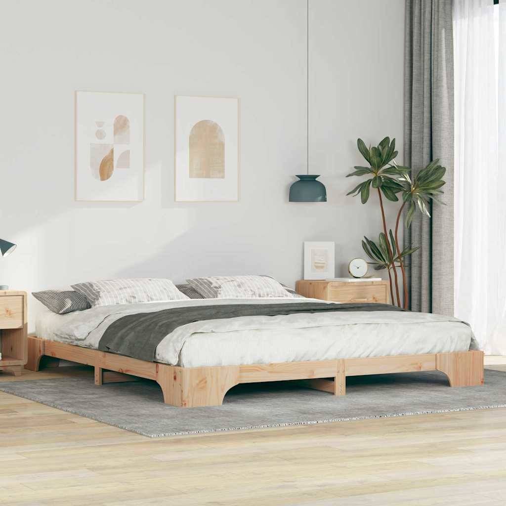 vidaXL Bettrahmen Braun 200 x 220 cm Massives Kiefernholz