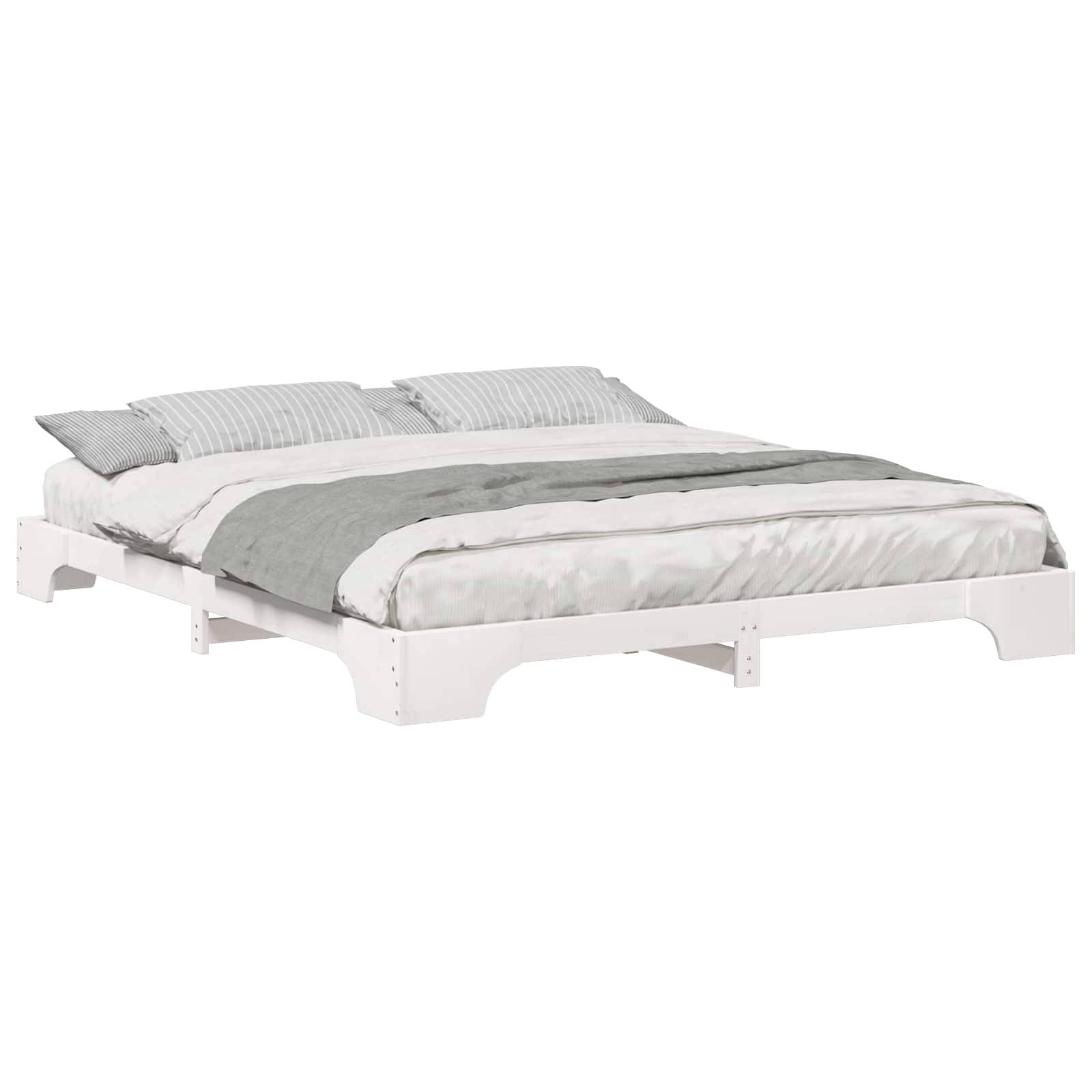 vidaXL Bettrahmen Weiß 200 x 220 cm Massives Kiefernholz