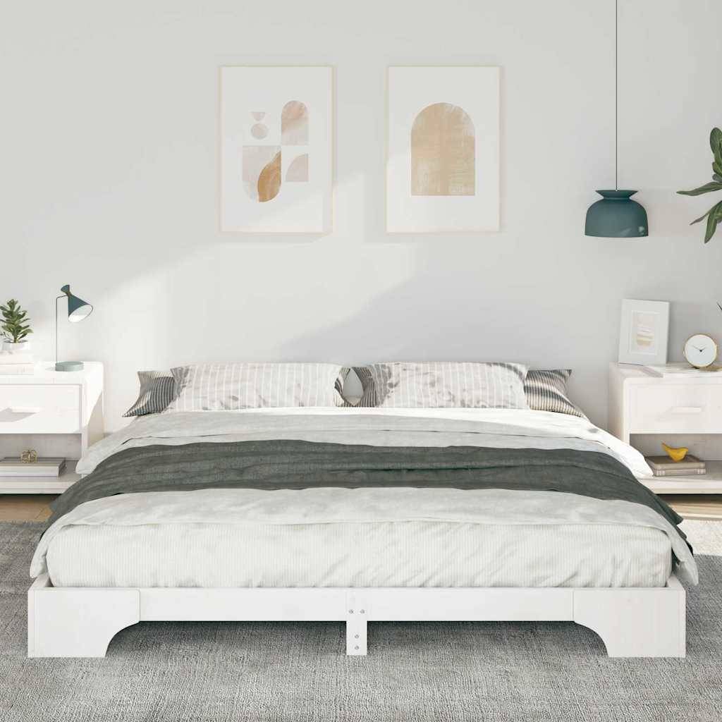 vidaXL Bettrahmen Weiß 200 x 220 cm Massives Kiefernholz