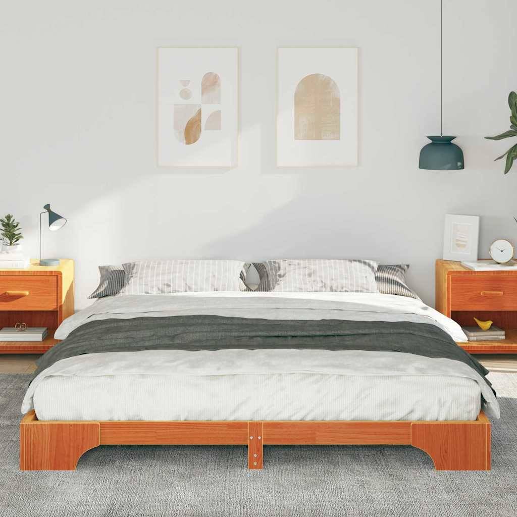 vidaXL Bettrahmen Braun 180 x 210 cm Massives Kiefernholz