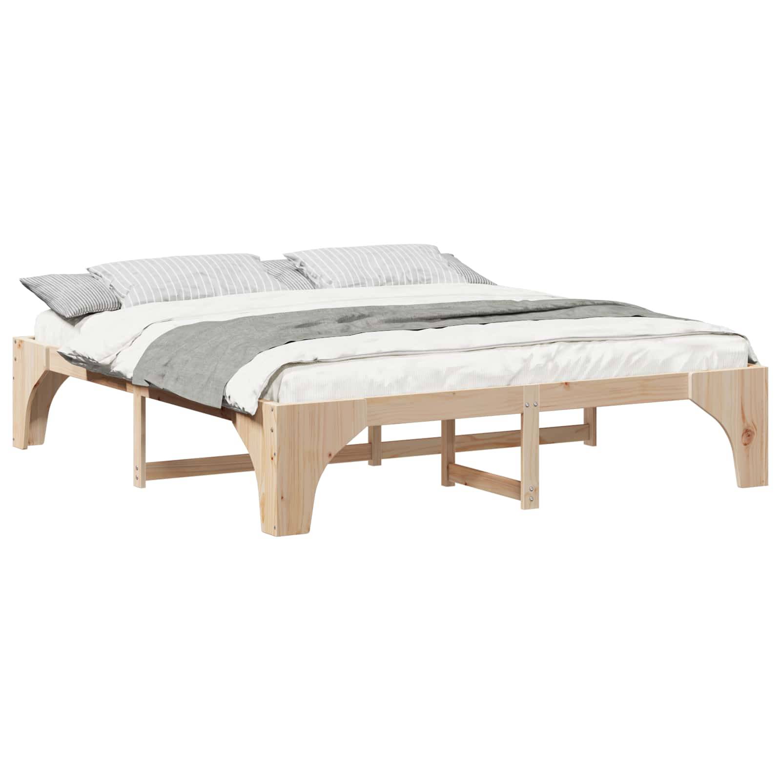 vidaXL Bettrahmen Braun 200 x 200 cm Massives Kiefernholz