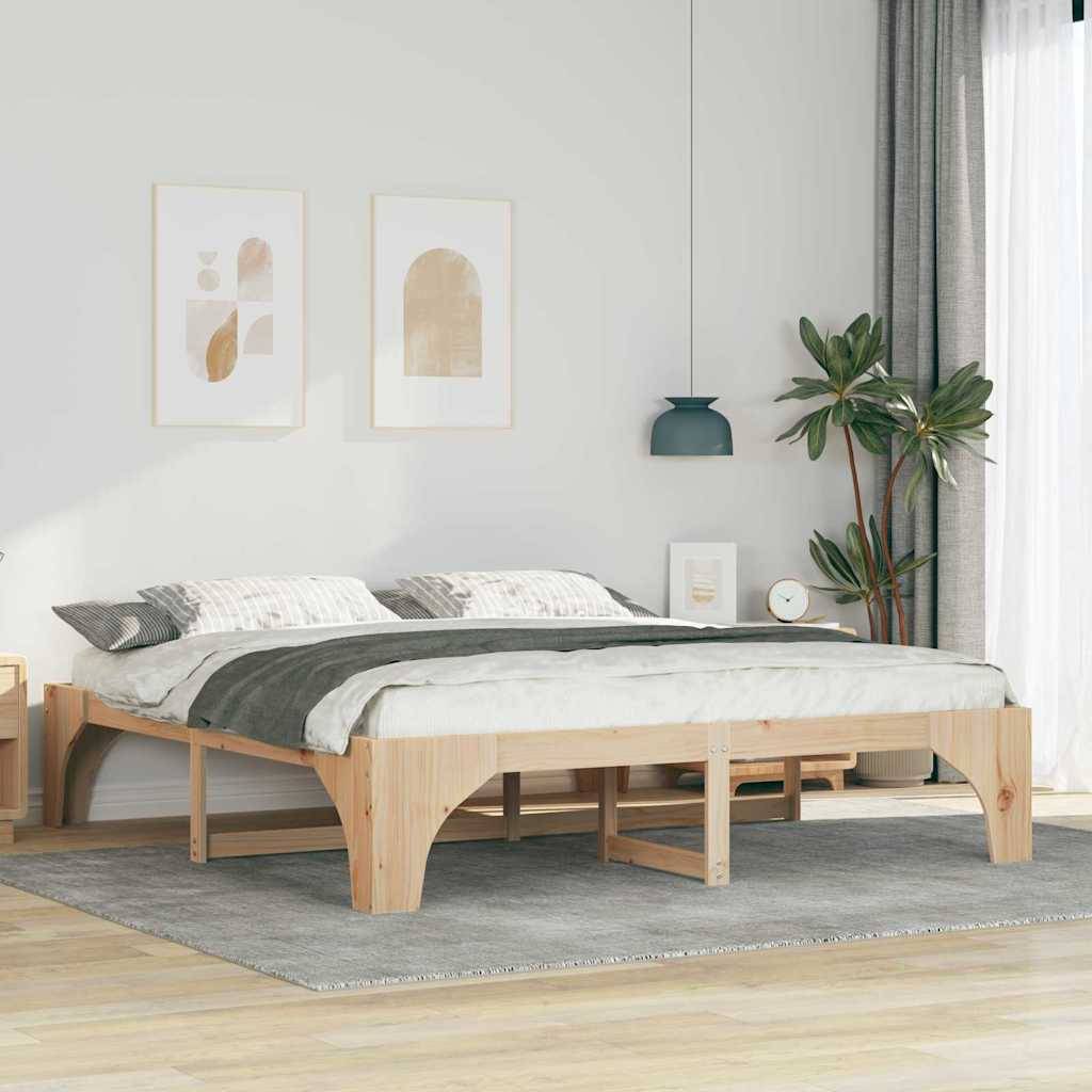 vidaXL Bettrahmen Braun 200 x 200 cm Massives Kiefernholz