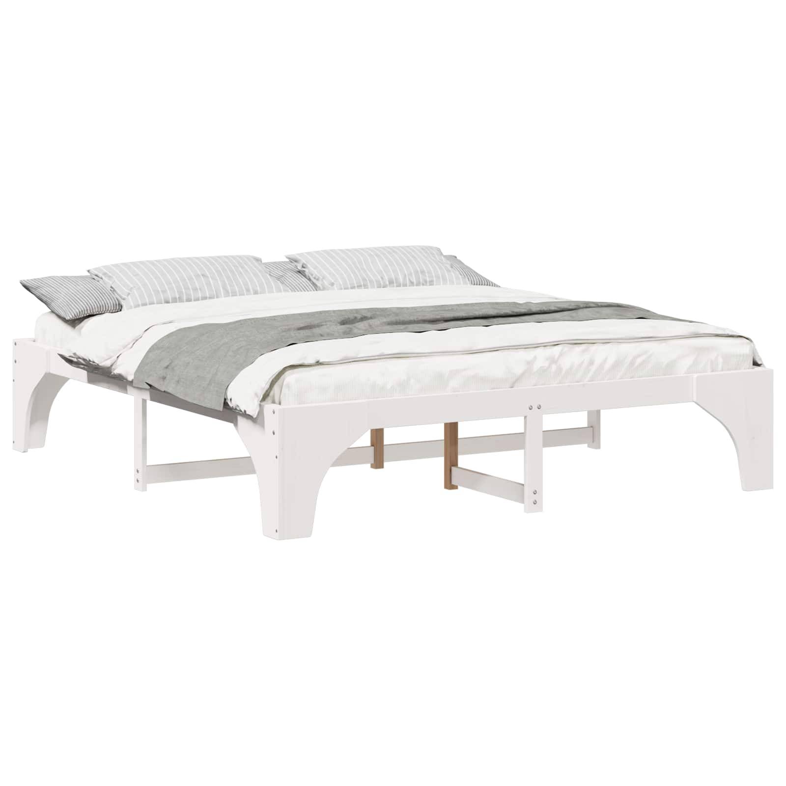 vidaXL Bettrahmen Weiß 200 x 200 cm Massives Kiefernholz
