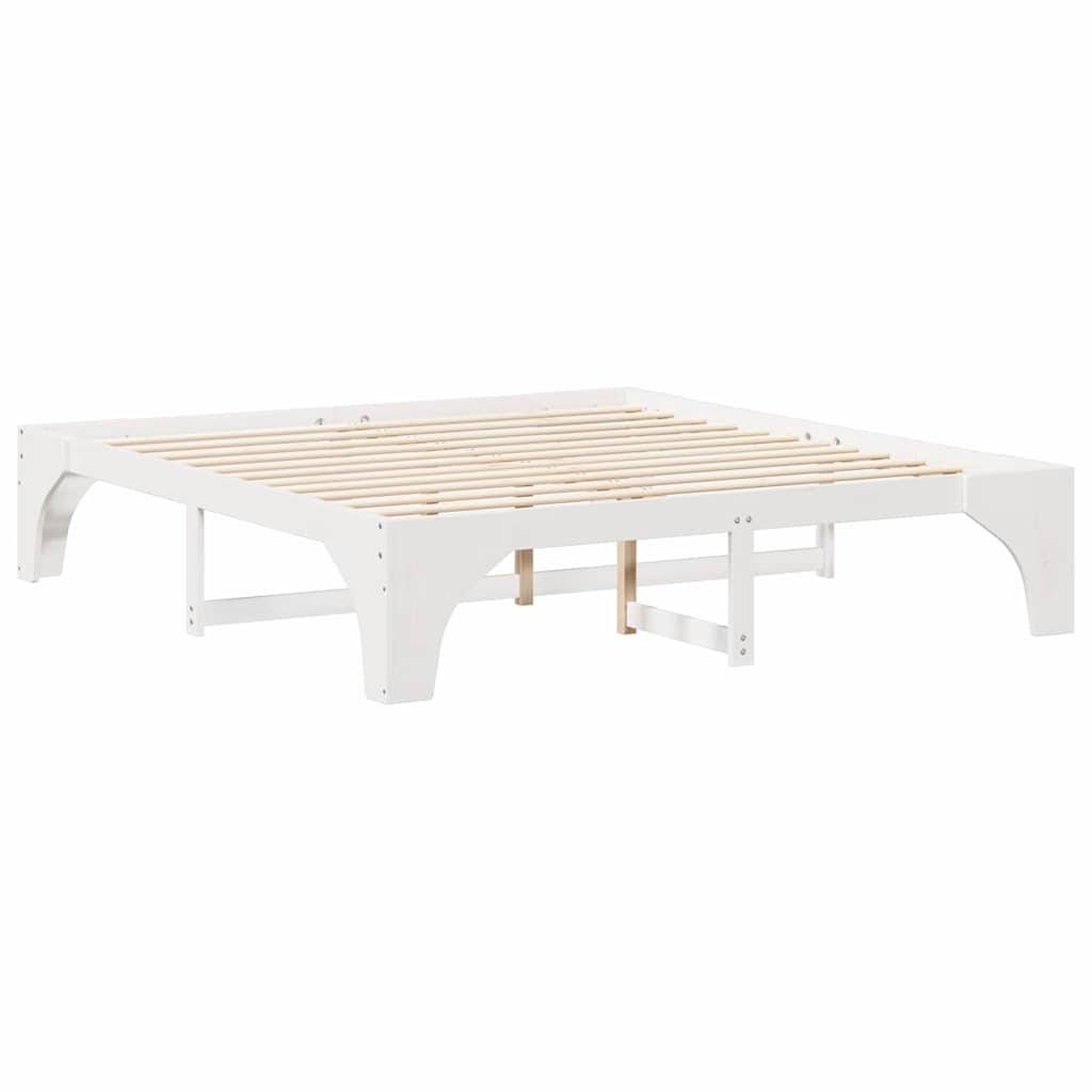 vidaXL Bettrahmen Weiß 200 x 200 cm Massives Kiefernholz