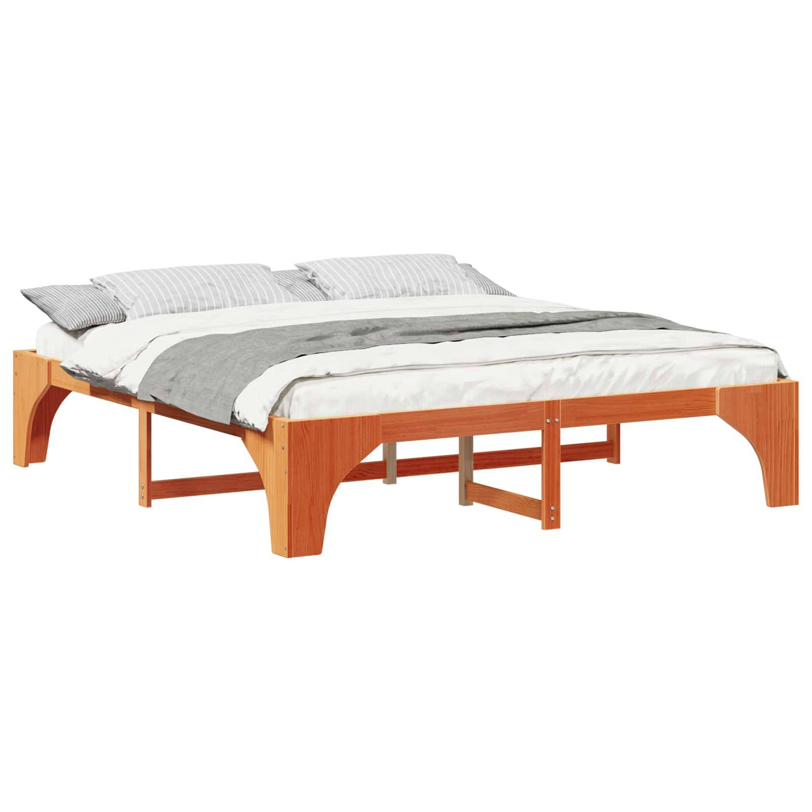 vidaXL Bettrahmen Braun 200 x 200 cm Massives Kiefernholz