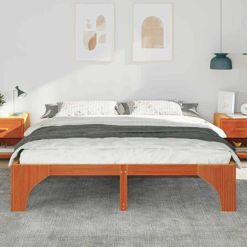 vidaXL Bettrahmen Braun 200 x 200 cm Massives Kiefernholz