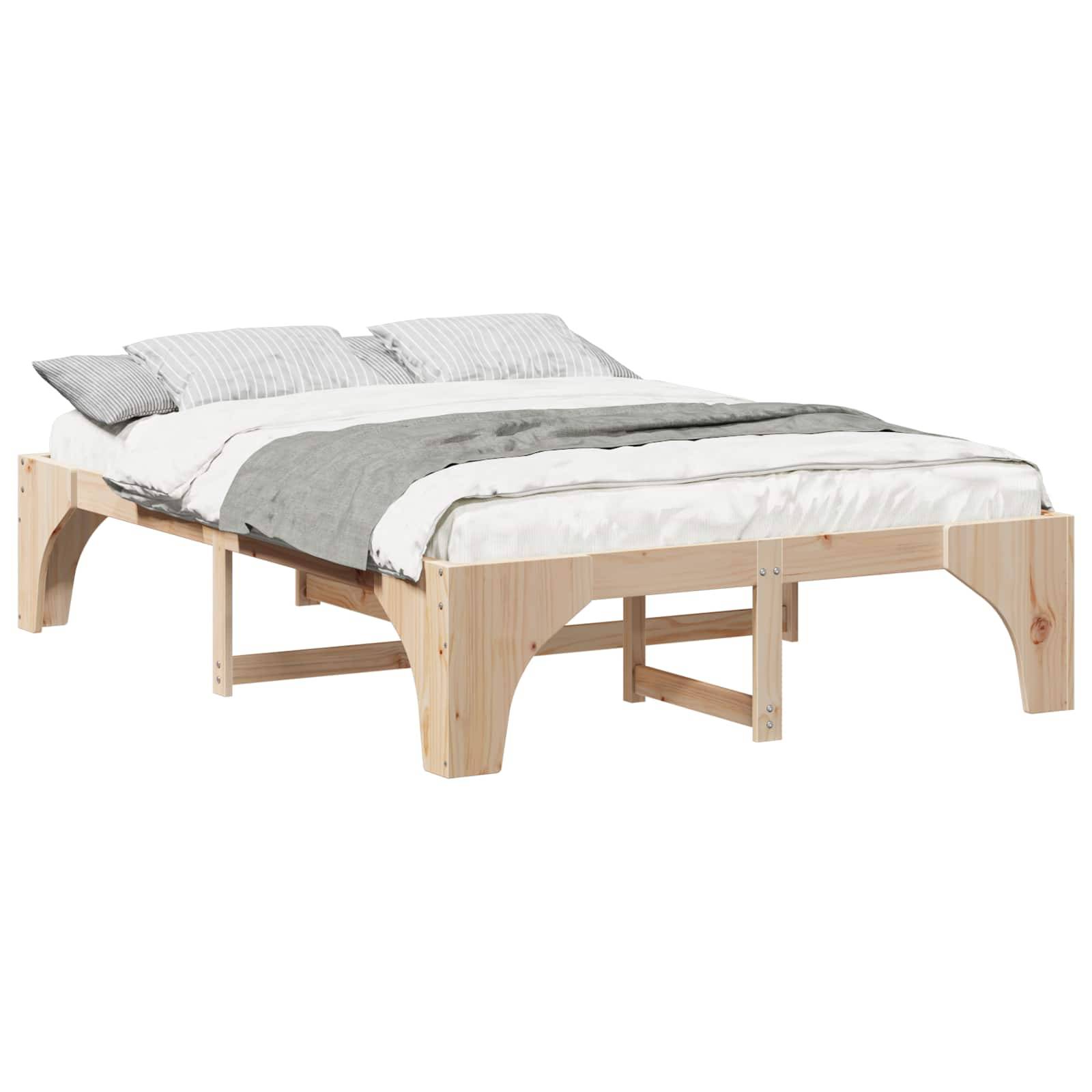 vidaXL Bettrahmen Braun 160 x 200 cm Massives Kiefernholz